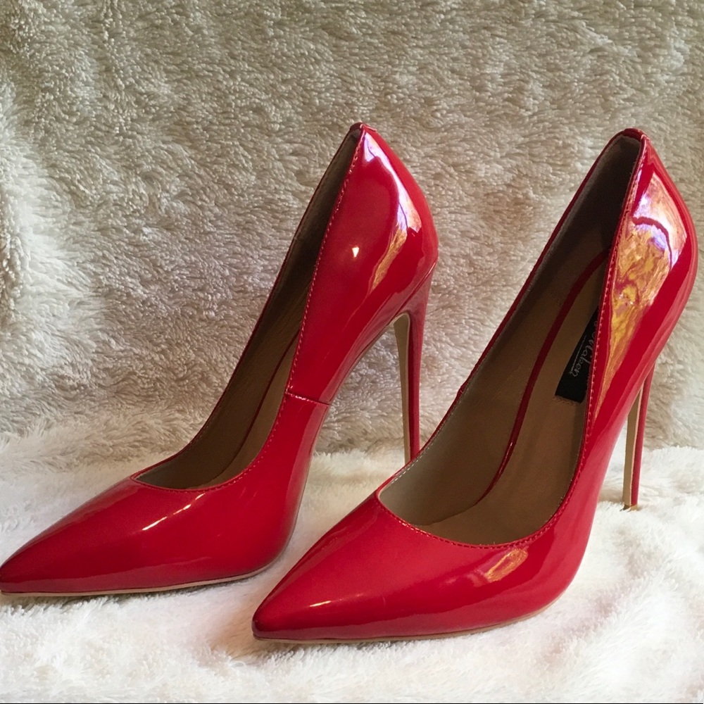 Only Maker Red Patent Pointy Toe High Heels, 8 1/2, New